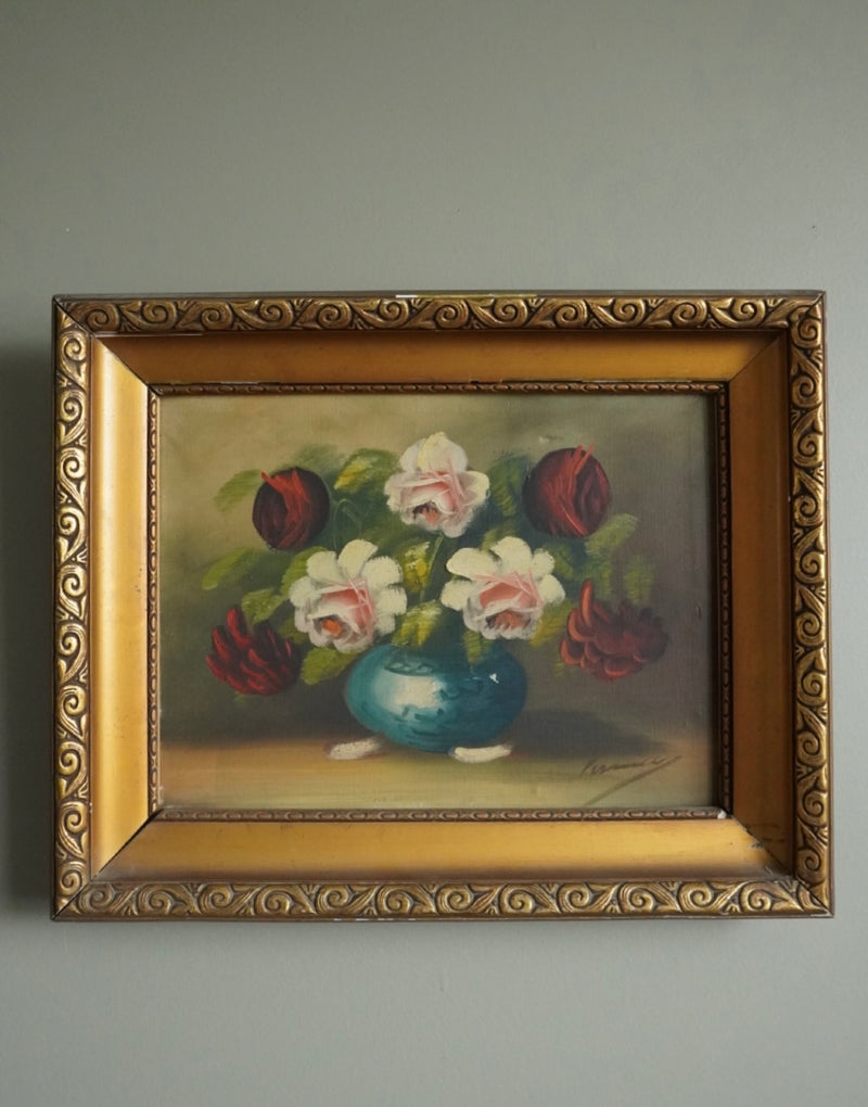 Roses in Blue Vase