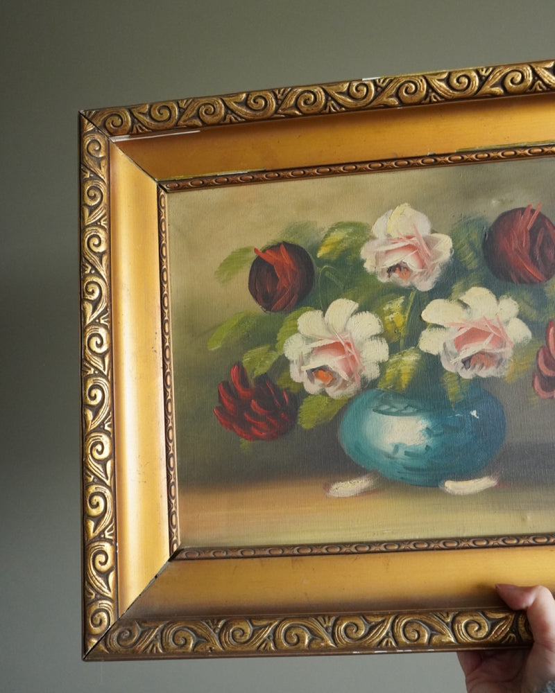 Roses in Blue Vase